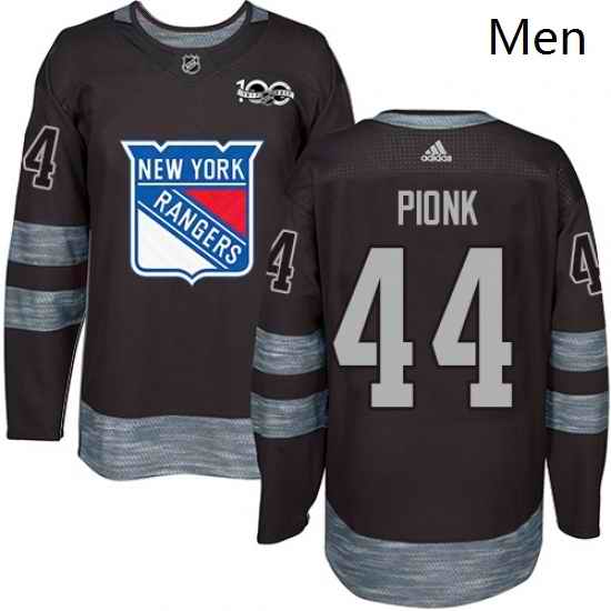 Mens Adidas New York Rangers 44 Neal Pionk Black 1917 2017 100th Anniversary Stitched NHL Jersey
